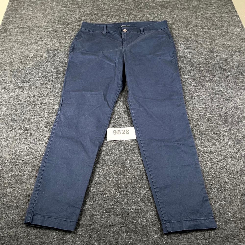 Old Navy Skinny Chino Pants Womens 12 Navy Blue Cotton Stretch Streetwear Casual